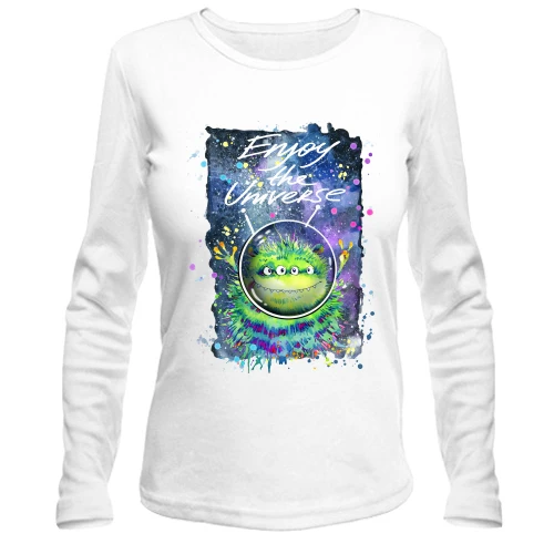 Жіночий лонгслів с зеленим монстром "enjoy the universe"