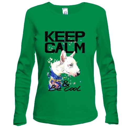 Жіночий лонгслів з бультер'єр Ceep calm and be cool