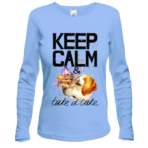 Жіночий лонгслів з пойнтером "Keep calm & take a cake"