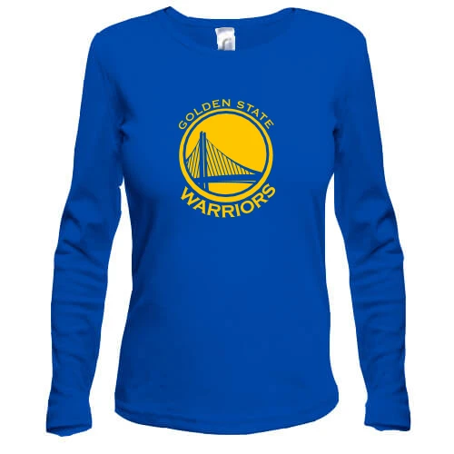Женский лонгслив, Синий, с одноцветным логотипом Golden State Warriors