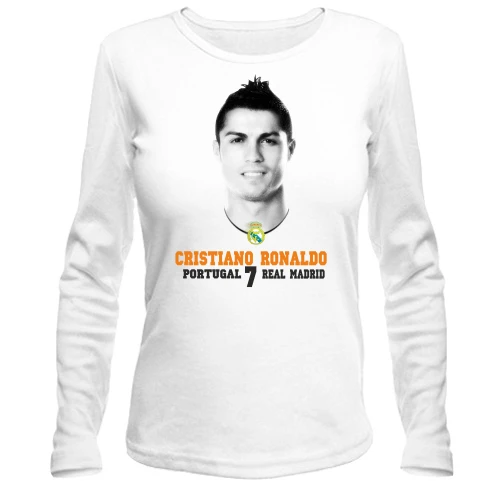 Женский лонгслив, Белый, с Cristiano Ronaldo