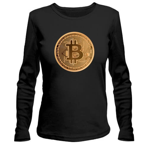 Женский лонгслив, черный, Биткоин (Bitcoin)