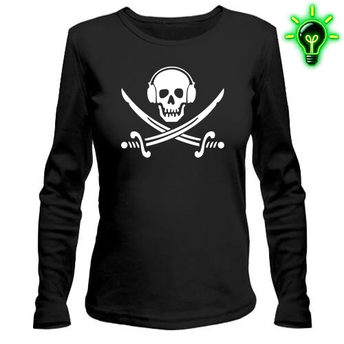 Женский лонгслив, черный, Music pirates