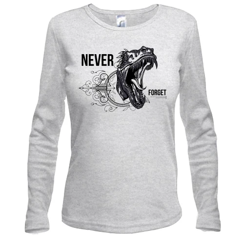 Женский лонгслив Never forget Dinosaur