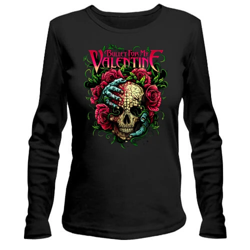 Женский лонгслив, Черный, Bullet For My Valentine (с черепом)