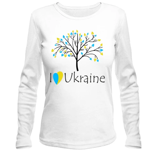 Женский лонгслив с деревом и надписью «I love Ukraine»