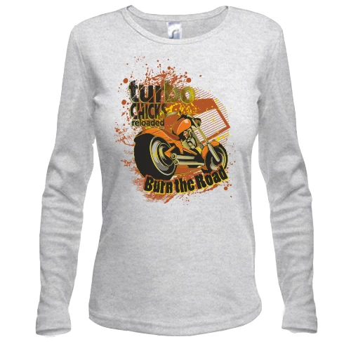 Женский лонгслив burn the road motorcycle