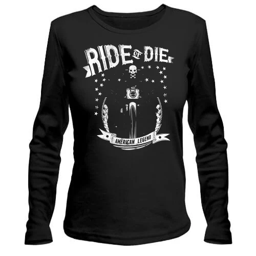 Женский лонгслив, черный, ride or die american legend