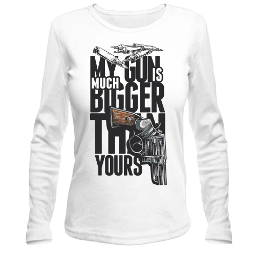 Женский лонгслив my gun is much bigger than yours