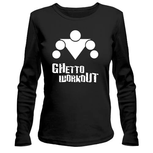 Женский лонгслив, белый, Ghetto workout