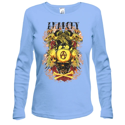 Женский лонгслив anarchy golden skull