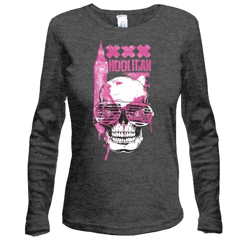 Женский лонгслив hooligan skull