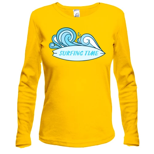 Женский лонгслив, желтый, surfing time
