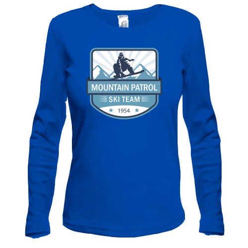 Женский лонгслив, синий, mountain patrol ski team