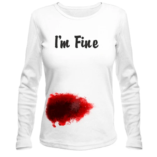 Женский лонгслив, белый, I'm fine