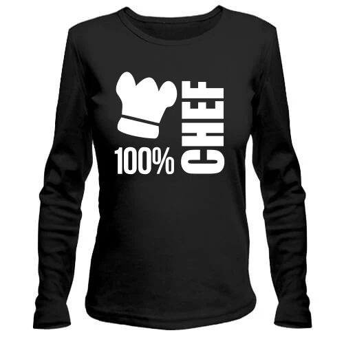 Жіночий лонгслів для Шеф кухаря "100% chef"