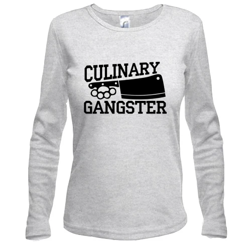 Женский лонгслив, Серый меланж, для шеф-повара "culinary gangster"