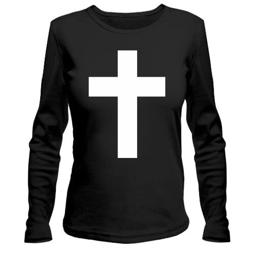 Женский лонгслив, Черный, Cross classic (с крестом)