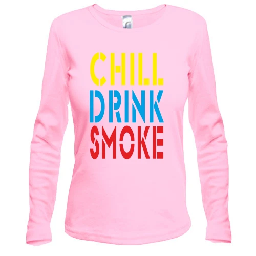 Жіночий лонгслів Chill, Drink, Smoke