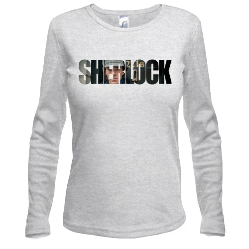Жіночий лонгслів, сірий меланж, з написом (sherlock)