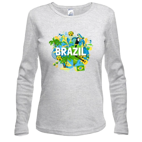Женский лонгслив с бразильским колоритом и надписью "brazil"