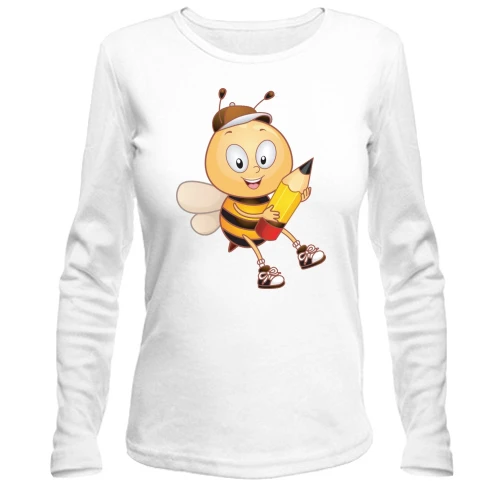 Женский лонгслив с пчелой и карандашом