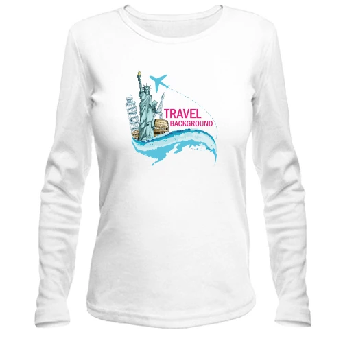 Жіночий лонгслів c написом "travel background"