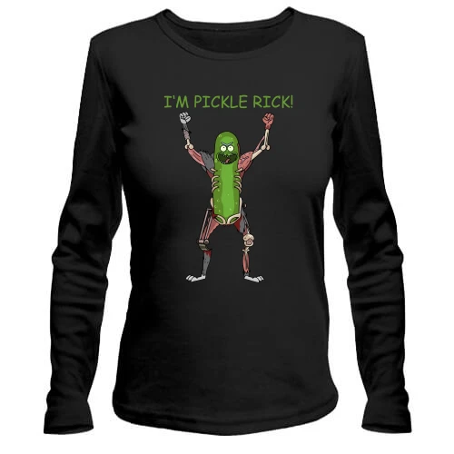 Женский лонгслив с Огурчиком Риком и надписью «I'm Pickle Rick»