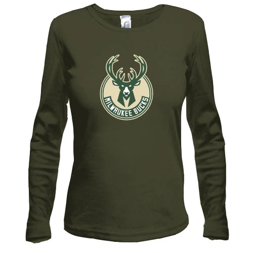 Женский лонгслив, хаки, Milwaukee Bucks