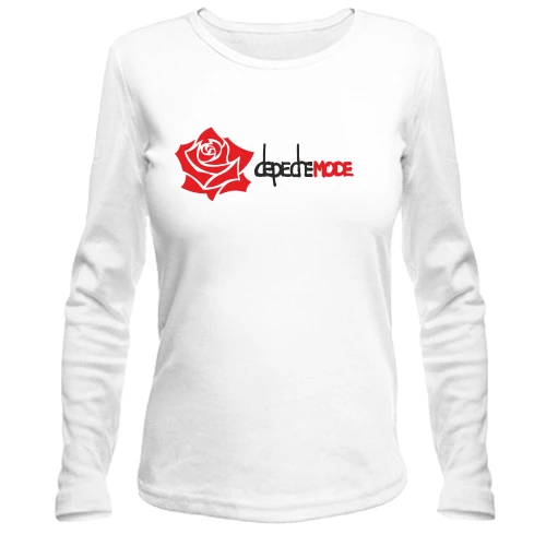 Женский лонгслив, Белый, Depeche Mode red Rose