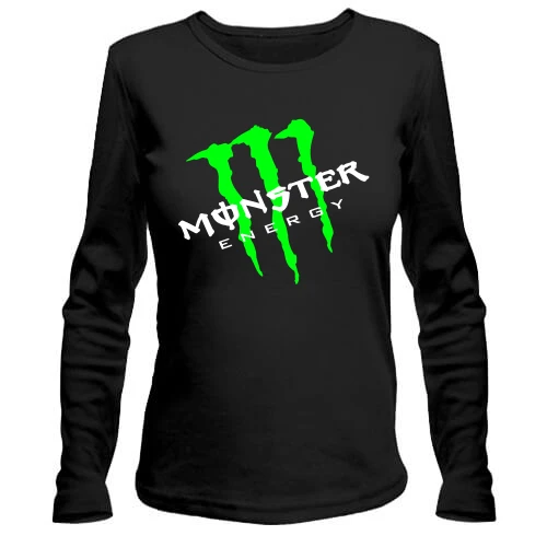 Жіночий лонгслів, Чорний, Monster energy (навскіс)