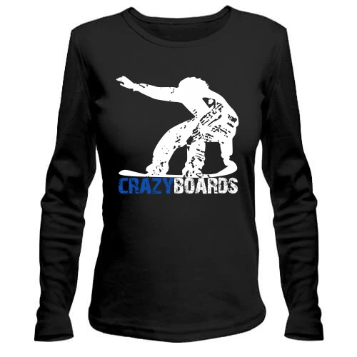 Женский лонгслив, Черный, Crazu boards