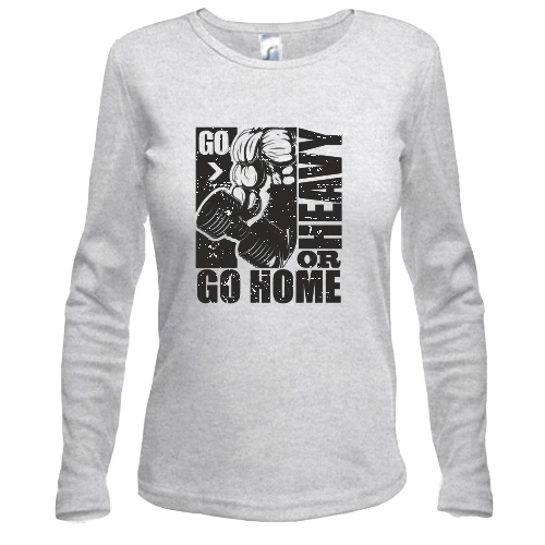 Женский лонгслив с надписью "Go heavy or go home"