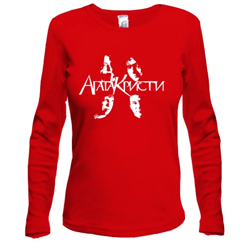Женский лонгслив, Красный, Агата Кристи (силуэты)