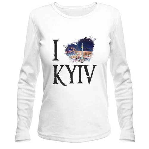 Женский лонгслив, белый, Я люблю Киев