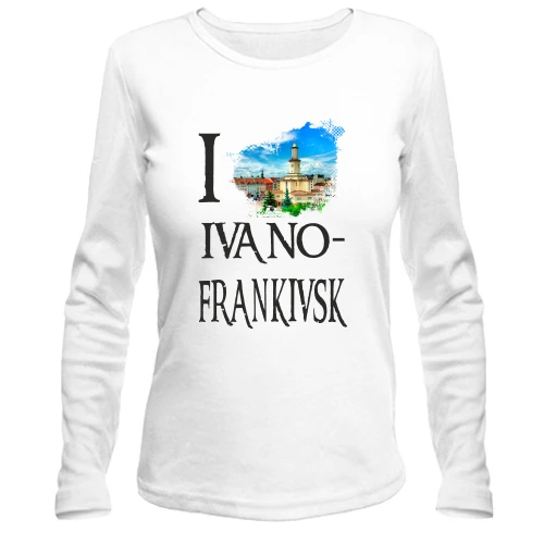 Женский лонгслив, белый, Я люблю Ивано-Франковск