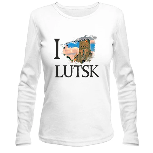 Женский лонгслив, белый, Я люблю Луцк