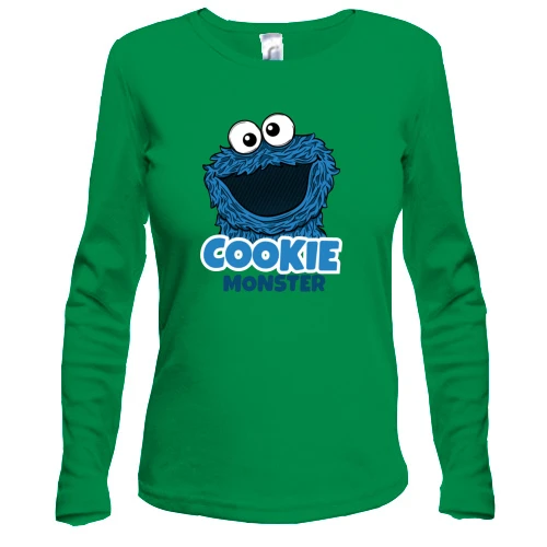 Женский лонгслив Cookie Monster с большой головой и надписью