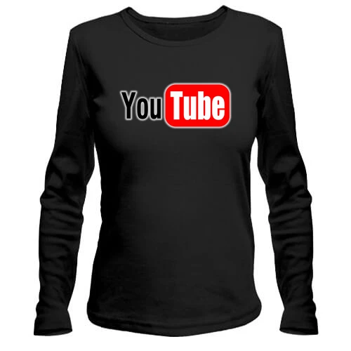 Женский лонгслив с логотипом You tube (без градиента)