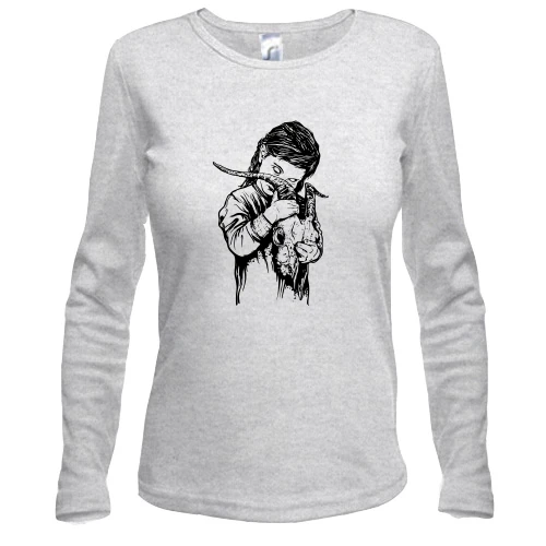 Женский лонгслив, серый меланж, c Bring me the horizon girl