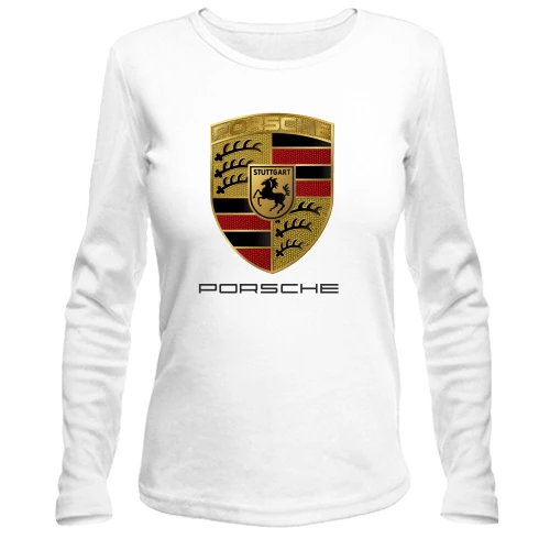 Женский лонгслив, Белый, Porsche (Gold)