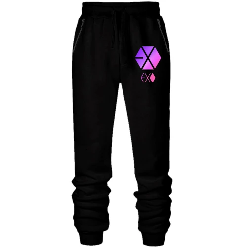 Мужские трикотажные штаны EXO (розовый логотип)