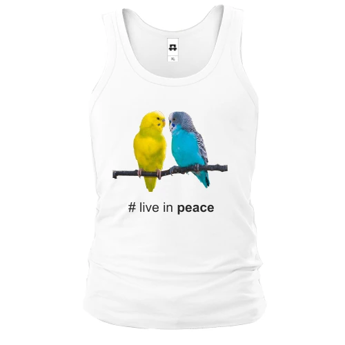 Чоловіча майка, Білий, Live in peace