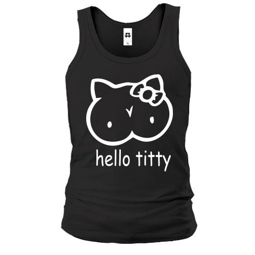 Чоловіча майка з надписью "Hello Titty" в стилі Hello Kitty