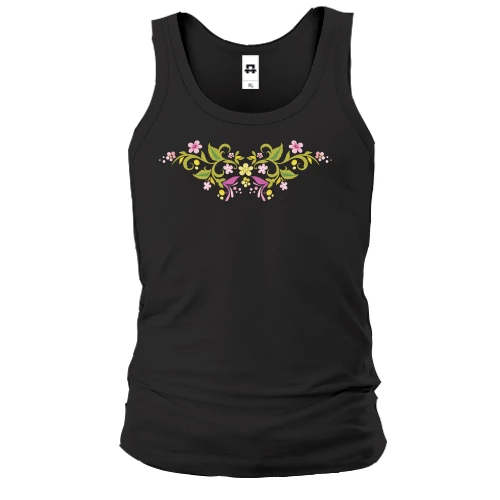 Мужская майка, черный, с орнаментными цветами