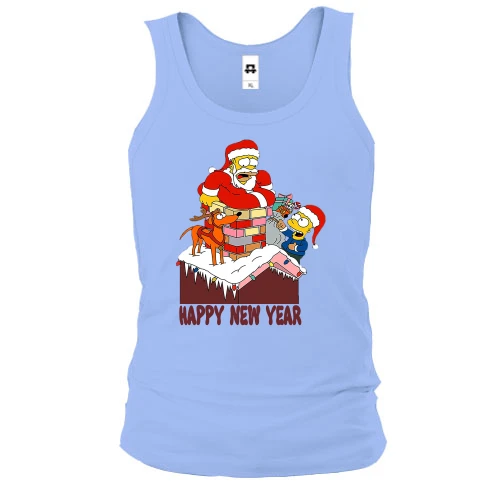 Чоловіча майка з написом "Happy new year" та Сімпсонами
