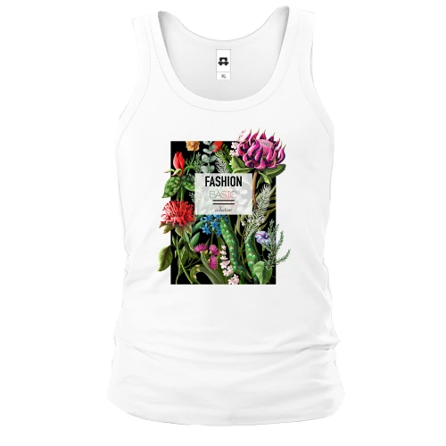 Мужская майка, белый, Flowers Fashion