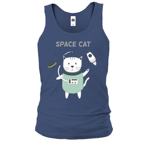 Чоловіча майка, синій, з космічним котом SPACE CAT