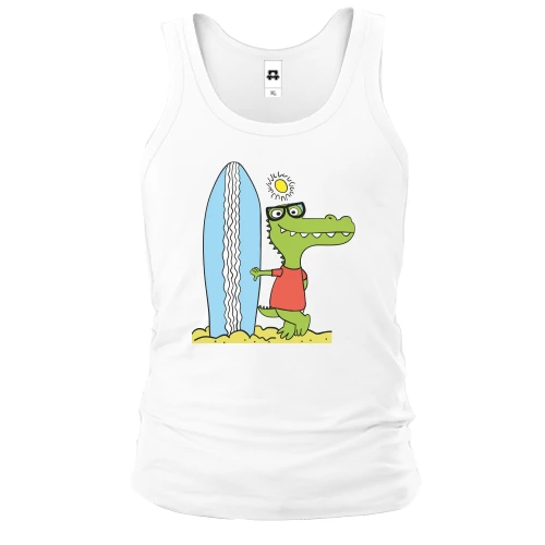 Чоловіча майка, білий, Crocodile surfer