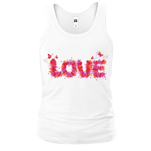 Мужская майка, белый, с надписью "Love" из цветов